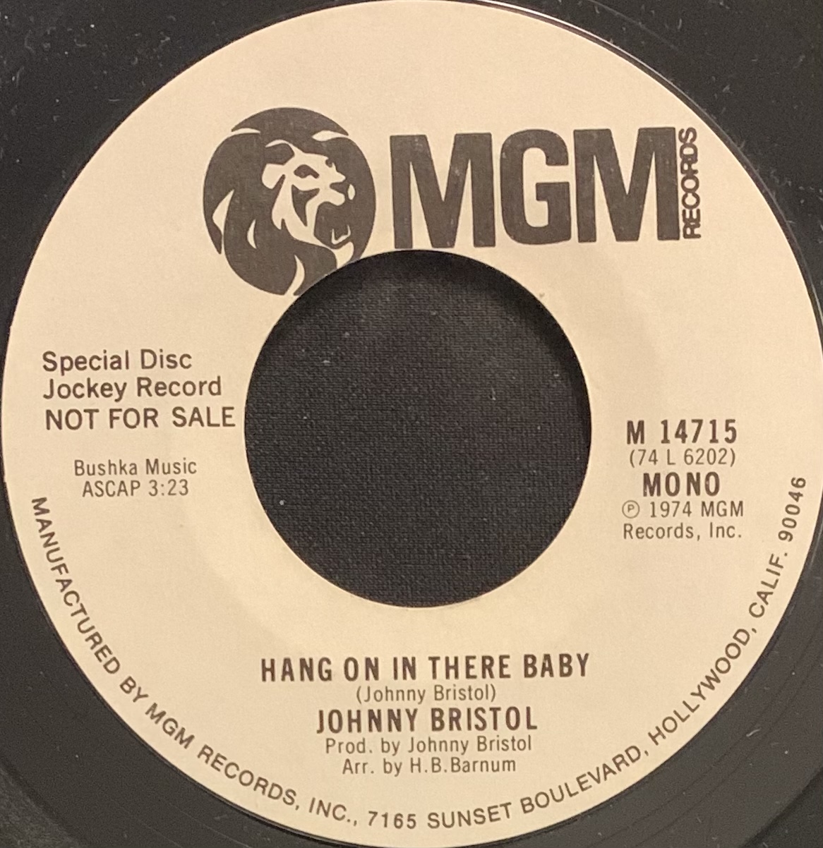 Johnny Bristol – Hang On In There Baby – MGM – mdrecords.co.uk